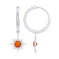 Certified Real Fire Opal Sunburst Drop Hoop Earrings
