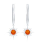 Certified Real Fire Opal Sunburst Drop Hoop Earrings