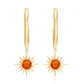 Certified Real Fire Opal Sunburst Drop Hoop Earrings