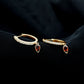Genuine Garnet Teardrop Hoop Earrings with Diamonds