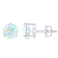 Minimalist Ethiopian Opal Solitaire Stud Earrings