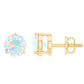 Minimalist Ethiopian Opal Solitaire Stud Earrings