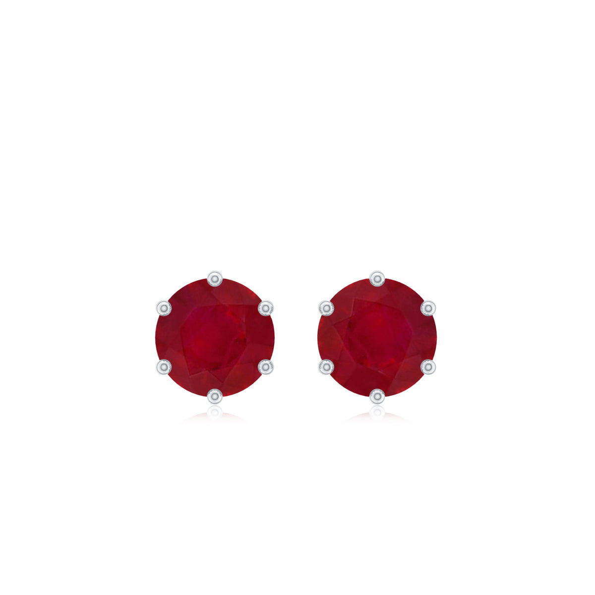 Minimalist Ruby Solitaire Stud Earrings for Women