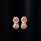 Natural Orange Fire Opal Stud Earrings With Diamonds