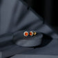 Natural Orange Fire Opal Stud Earrings With Diamonds