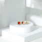 Natural Orange Fire Opal Stud Earrings With Diamonds