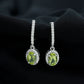 2.2 Carat Claw Set Peridot and Moissanite Drop Hoop Earrings