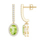 2.2 Carat Claw Set Peridot and Moissanite Drop Hoop Earrings