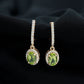 2.2 Carat Claw Set Peridot and Moissanite Drop Hoop Earrings