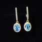 2.2 Carat Oval London Blue Topaz and Diamond Hoop Drop Earrings
