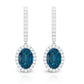 2.2 Carat Oval London Blue Topaz and Diamond Hoop Drop Earrings