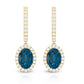 2.2 Carat Oval London Blue Topaz and Diamond Hoop Drop Earrings