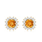 Genuine Citrine Diamond Earrings with Screw Back