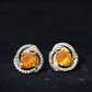 Real Fire Opal and Diamond Big Stud Earrings