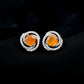 Real Fire Opal and Diamond Big Stud Earrings