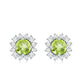 Pendientes de peridoto natural de 1 quilate con halo de diamantes para mujer