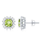 Pendientes de peridoto natural de 1 quilate con halo de diamantes para mujer
