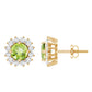 Pendientes de peridoto natural de 1 quilate con halo de diamantes para mujer
