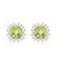 Pendientes de peridoto natural de 1 quilate con halo de diamantes para mujer