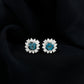 Real London Blue Topaz and Diamond Halo Stud Earrings
