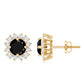 Natural Black Spinel Diamond Stud Earrings with Screw Back