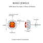 Natural Fire Opal Stud Earrings with Diamond Halo