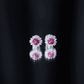 Genuine Pink Tourmaline and Diamond Halo Stud Earrings