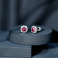 Genuine Pink Tourmaline and Diamond Halo Stud Earrings