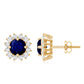 Genuine Blue Sapphire Diamond Earrings with Screw Back