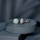 Certified Aquamarine and Diamond Halo Stud Earrings