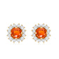 Lab Created Orange Sapphire and Diamond Stud Earrings