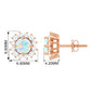 1 CT Ethiopian Opal and Diamond Halo Stud Earrings