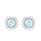1 CT Ethiopian Opal and Diamond Halo Stud Earrings