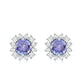 Natural 1 Carat Tanzanite Stud Earrings with Diamond Halo