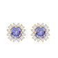 Natural 1 Carat Tanzanite Stud Earrings with Diamond Halo