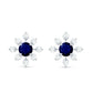 Real Blue Sapphire Snowflake Earrings with Diamond