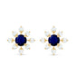 Real Blue Sapphire Snowflake Earrings with Diamond
