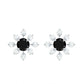 Certified Natural Black Spinel Snowflake Earrings with Diamond