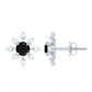 Certified Natural Black Spinel Snowflake Earrings with Diamond
