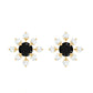 Certified Natural Black Spinel Snowflake Earrings with Diamond