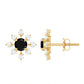 Certified Natural Black Spinel Snowflake Earrings with Diamond