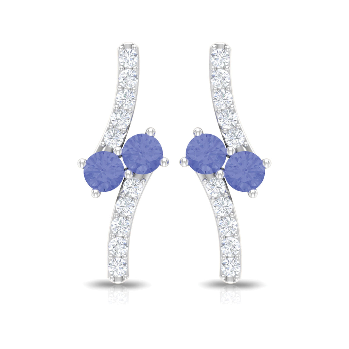 Real Tanzanite and Diamond Stud Earrings with Certificate