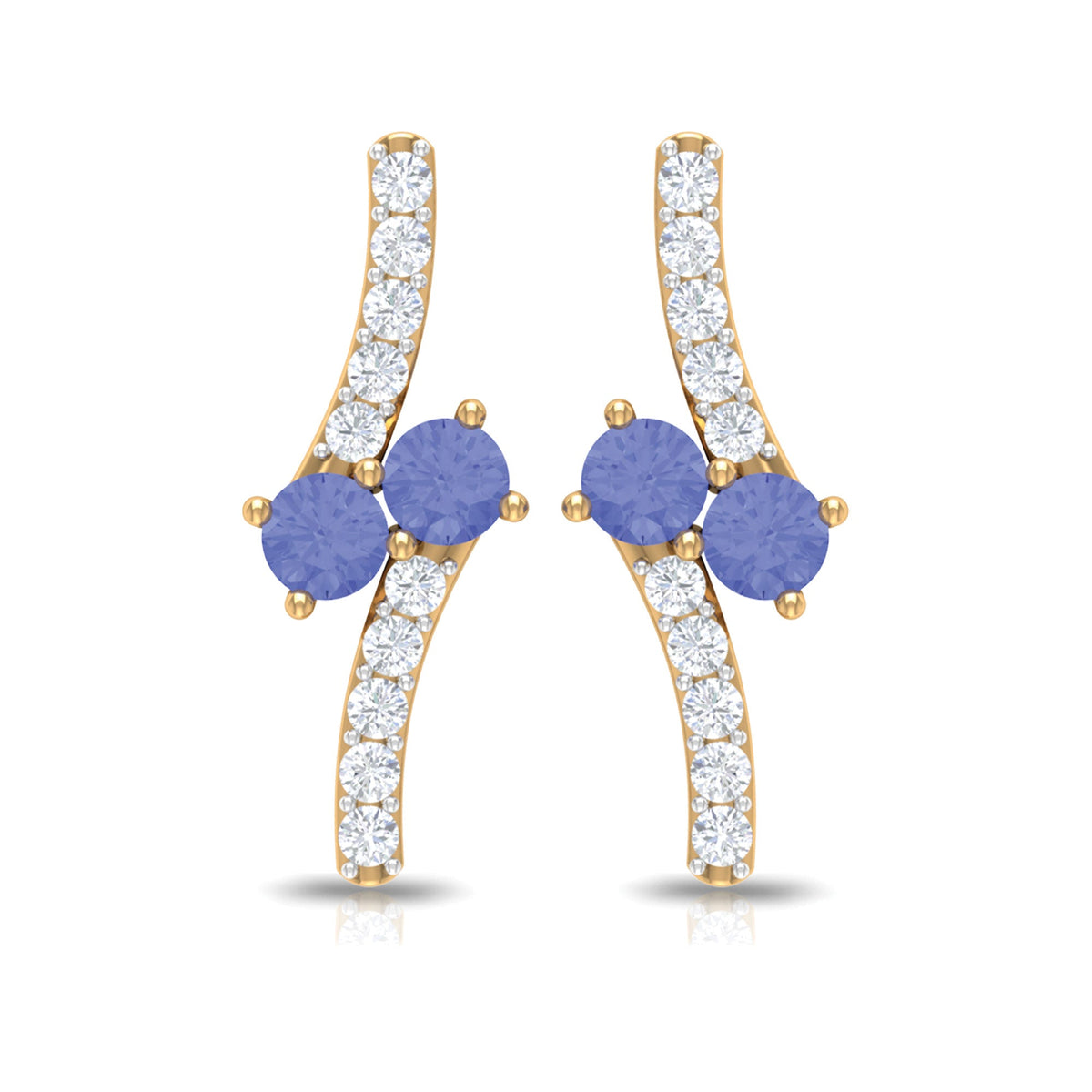 Real Tanzanite and Diamond Stud Earrings with Certificate