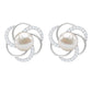 Round Freshwater Pearl Big Stud Earrings with Diamonds