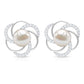 Round Freshwater Pearl Big Stud Earrings with Diamonds