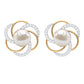 Round Freshwater Pearl Big Stud Earrings with Diamonds