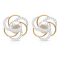 Round Freshwater Pearl Big Stud Earrings with Diamonds
