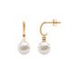 Round Freshwater Pearl and Diamond Hoop Drop Earrings