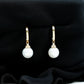 Round Freshwater Pearl and Diamond Hoop Drop Earrings