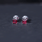 3 Carat Princess Cut Lab Created Ruby Solitaire Stud Earrings